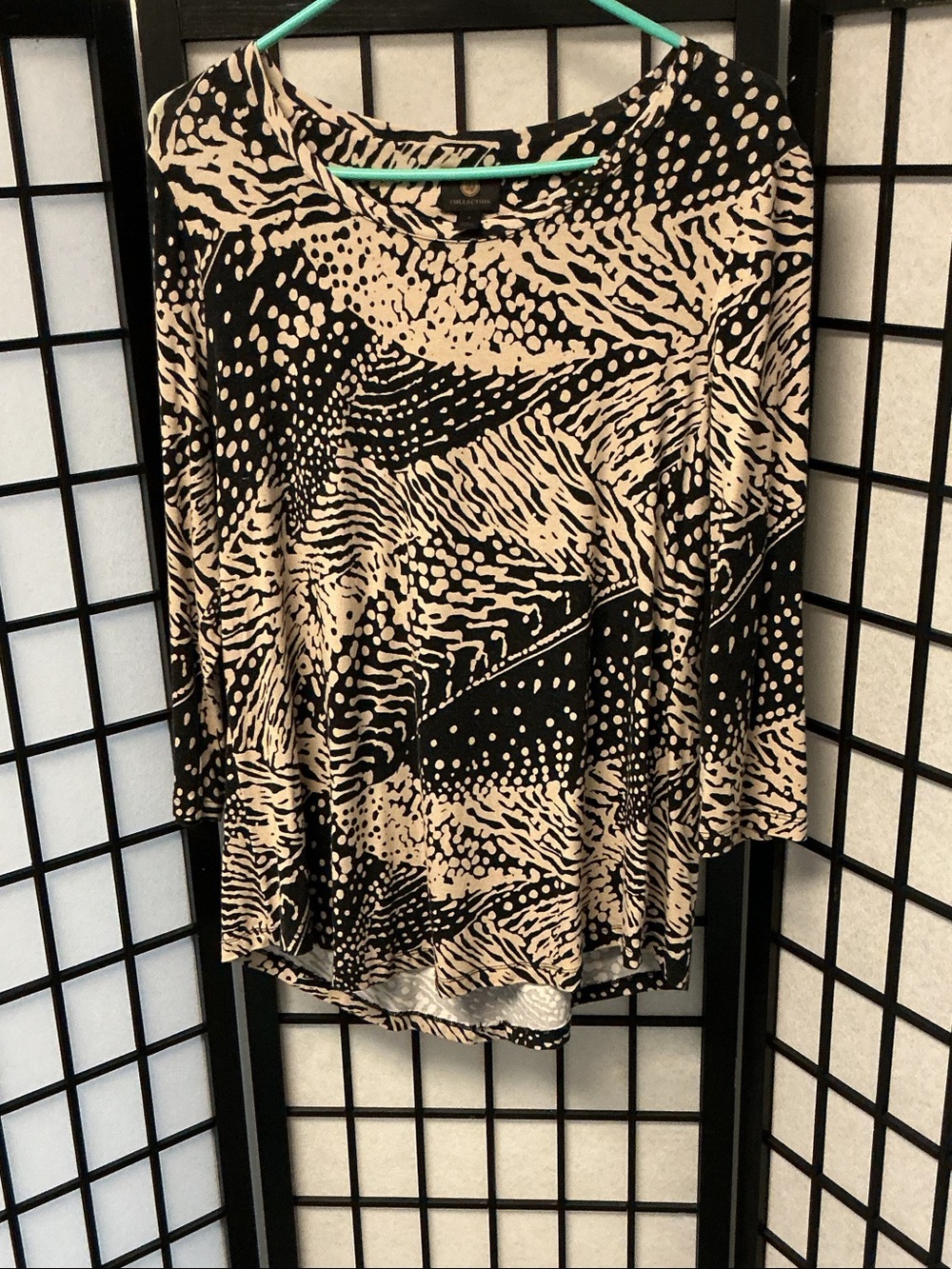 JM Collection Black and Cream Printed Skirt Top